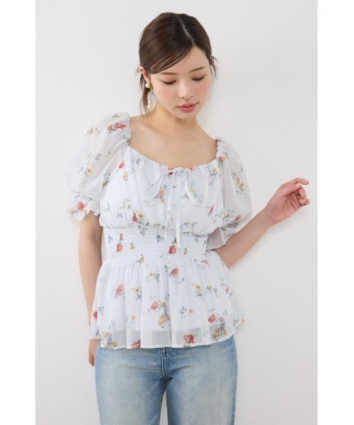 Harf sleeve rib volume peplum blouse — летняя блузка