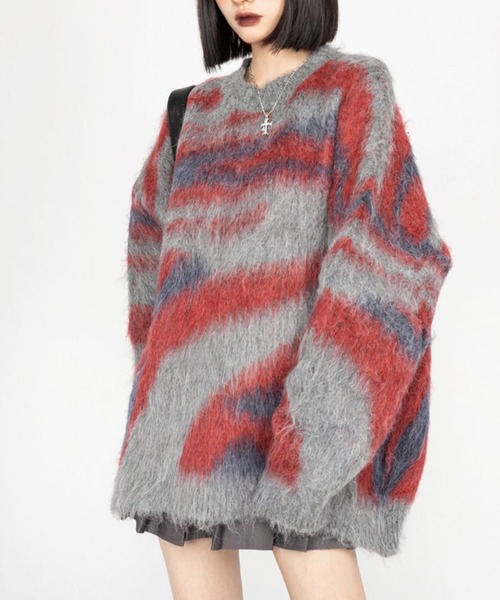 Шаги jaccard knitted top — большой силует свитер/толстовка оверсайз