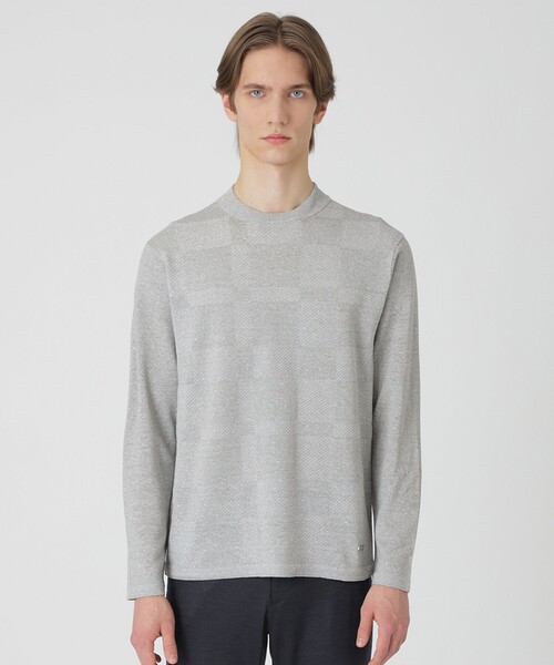 Linen mix shaded checker knit — льняной свитер с тенью шэдоу-чек