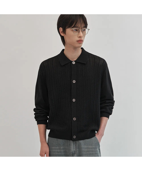 Скашсами оверфит коттон кардиган [черный] — cotton overfit cardigan, black