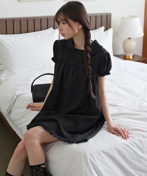 [UNE ORIGINAL] Big button shell dapar F Aライン free mini‑waistpiece — большая ракушка‑сбора A‑line