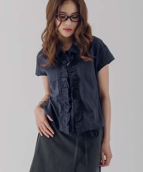 Assorted front gather shirt — рубашка с драпировкой спереди (ассорти)