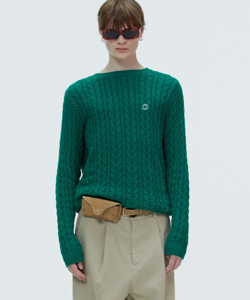 Cut‑Out Two Way Cable Knit — двусторонний вязаный свитер зелёный