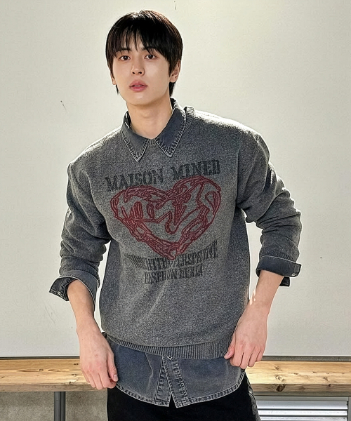 Doodle Heart Knit — вязаный свитер Charcoal