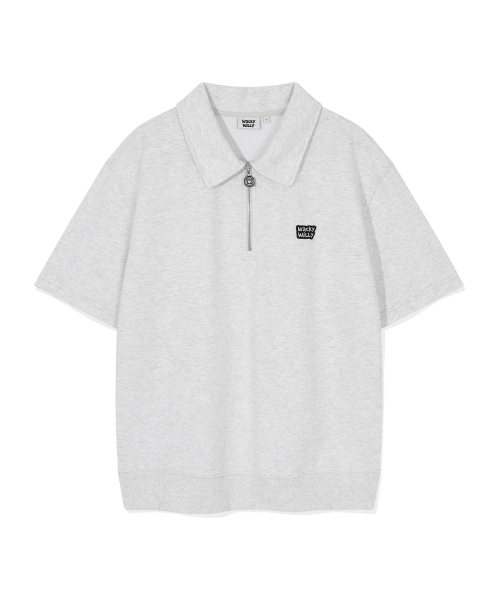 Sweetカラー полурукав T‑shirt — light gray