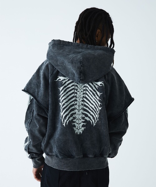 Fire Bones — Layered Sleeve Zip Hoodie, поставщик SUPPLIER