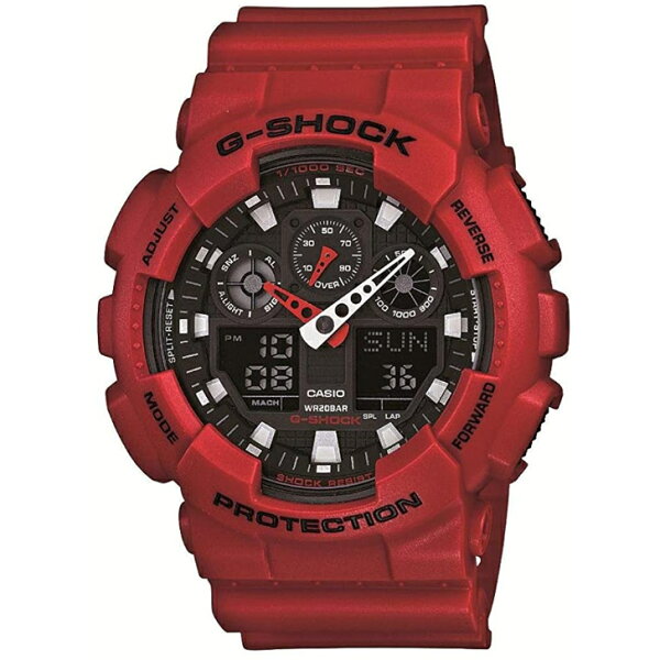 CASIO G-SHOCK GA-100B-4AJF — цифровые/аналоговые наручные часы, серии G-SHOCK, корпус красно-белый
