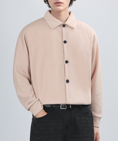 GAFF TEX COLLAR CARDIGAN (SAND BEIGE) — кардиган с воротником, песочно‑бежевый
