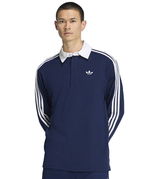 adidas 3-STRIPES RUGBY LONGSLEEVE POLO — поло регби с длинными рукавами, adidas 3-полосы