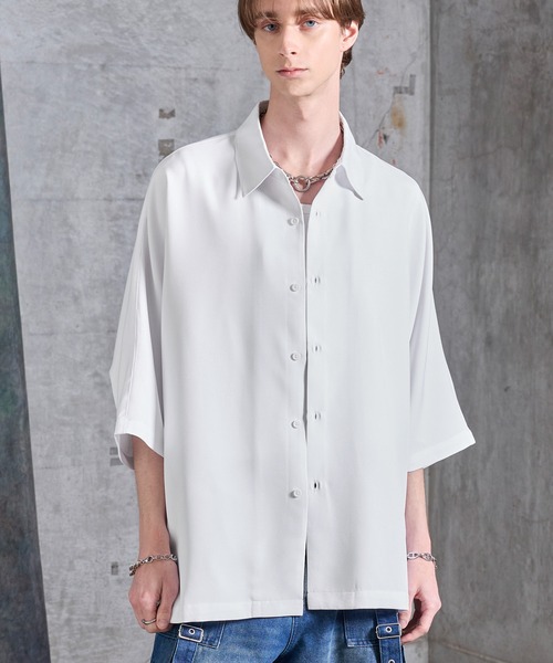SERACE — Drape stretch loose short sleeve dolman shirt — свободная драпированная футболка с коротким рукавом (долман)
