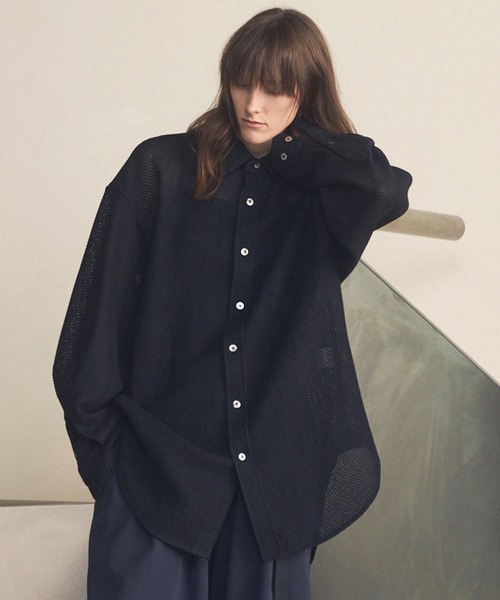 UNISEX Gima Mesh Russell Maxi Regular Collar Shirts Coat — рубашка‑пальто Maison Special (унисекс)