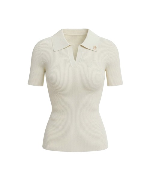 УФ‑защита / можно стирать в машинке — Woshable Skipper Half‑Sleeve Knit Top