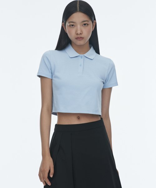 [Coulthandard] Woman’s Crop Pike Polo T‑shirt [Pastel Blue] — женская пике‑поло, пастельно‑голубая