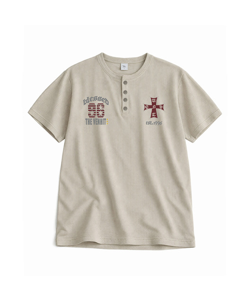 Blessed Henley Neck Waffle T‑shirt — вафельная футболка Henley
