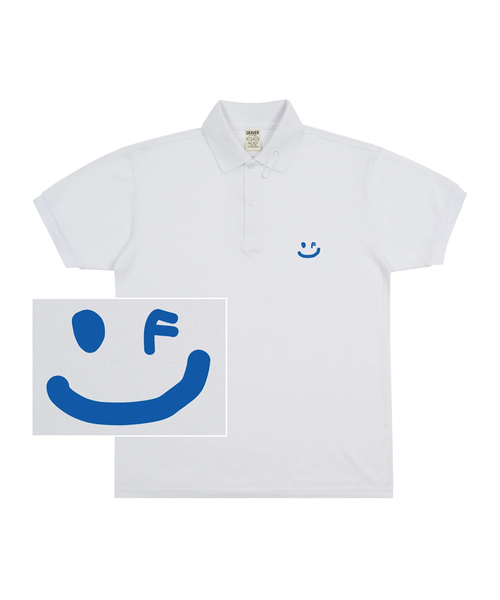 [UNISEX] SmouldrowingSMILE piked поло с коротким рукавом — белый