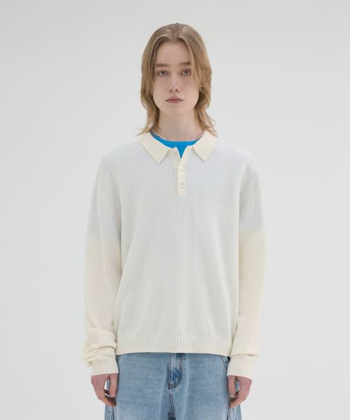 essential collar knit (ivory) — трикотаж с воротником, слоновая кость
