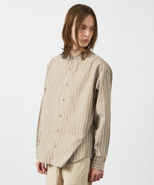 Biasyork Stripe Bandカラーシャツ / с эффектом оверсайз
