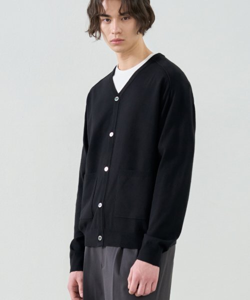 Soft PBT Nylon V‑neck cardigan [black] — кардиган V‑образный вырез, мягкий PBT