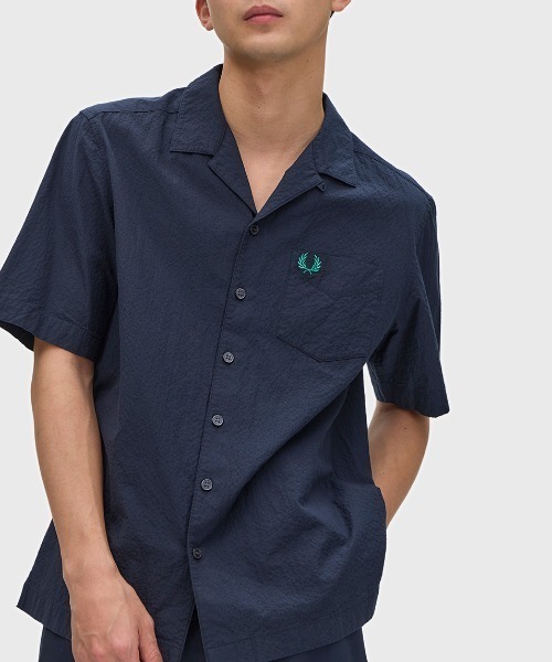 Seersucker Revere Collar Shirt / рубашка с отложным воротником seersucker