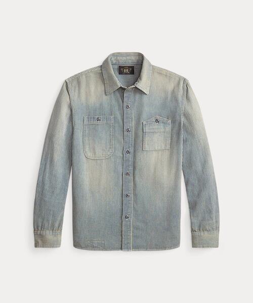 Indigo striped twill work shirt (индиго твилл рабочая рубашка)