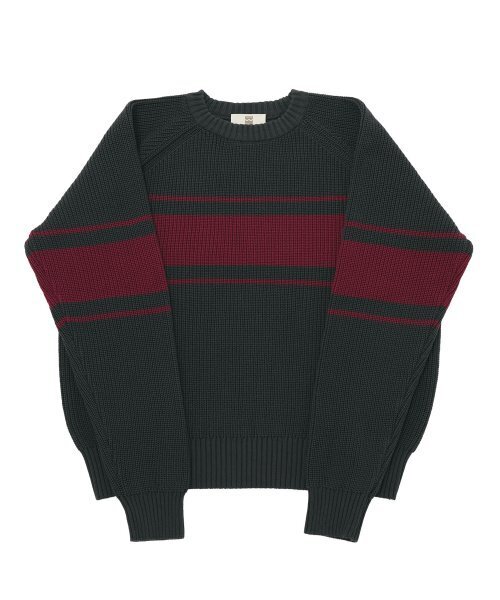 COLOR-LINE 7G Knit Crew-Neck (Charcoal) — вязаный джемпер с круглым вырезом, угольно-серый