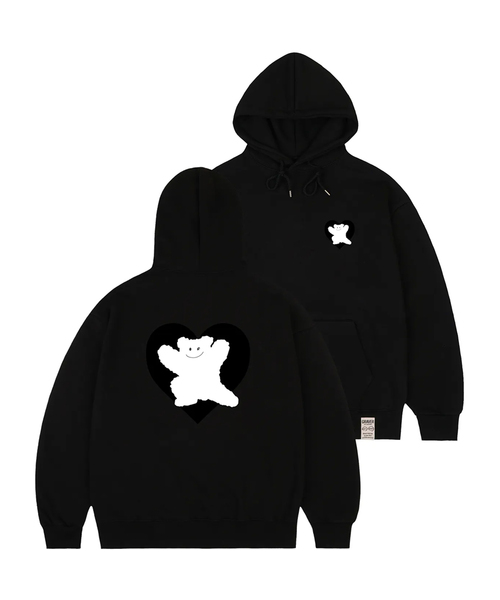 UNISEX Beahat Backprint — толстовка с принтом на спине (чёрная/чёрно‑серый лого)