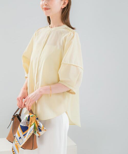«WEB/一部店舗限定» UVカット 折りたたみリネン混シャツブラウス