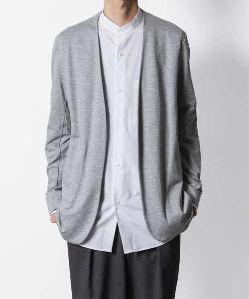 Cotton double face collarless cardigan — безворотниковый кардиган из хлопка с двойной лицевой стороной