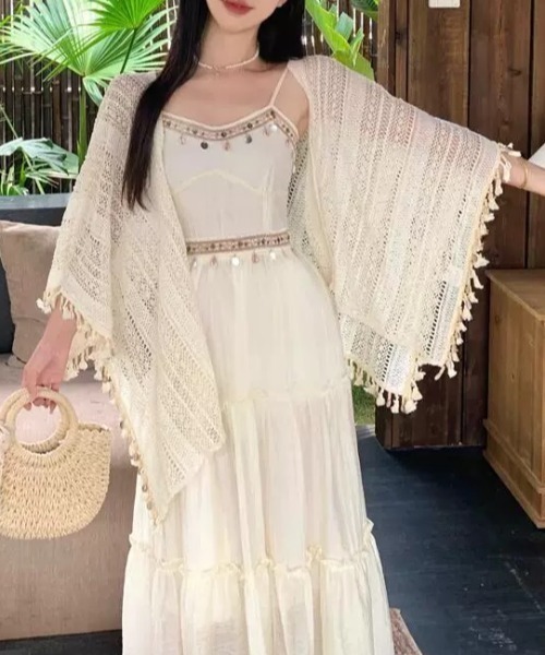 Knit poncho кардиган с прозрачными вставками, свободный крой