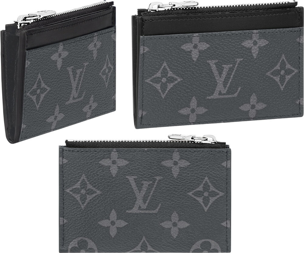 Мужской кошелек LOUIS VUITTON для поездок, с отделением для монет и карт, черный, Monogram Eclipse — компактный дорожный кошелек