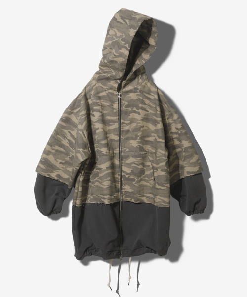 RAW CUT LAYERED HOODED ZIP UP - Desert Camo стильная многослойная худи на молнии (пустынный камуфляж)