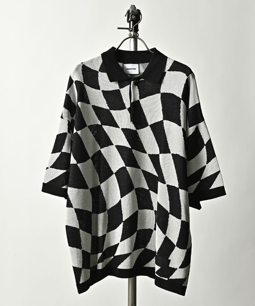 【ADAMPATEK】 skewed check pattern короткий рукав трикотажное поло