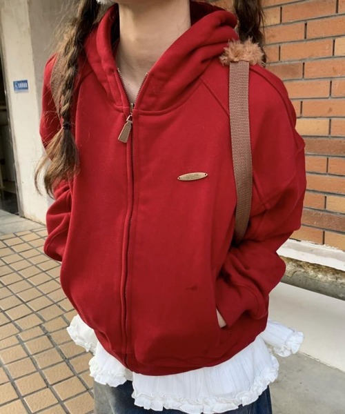 [MEMECLE] Loose shirred zip фудди