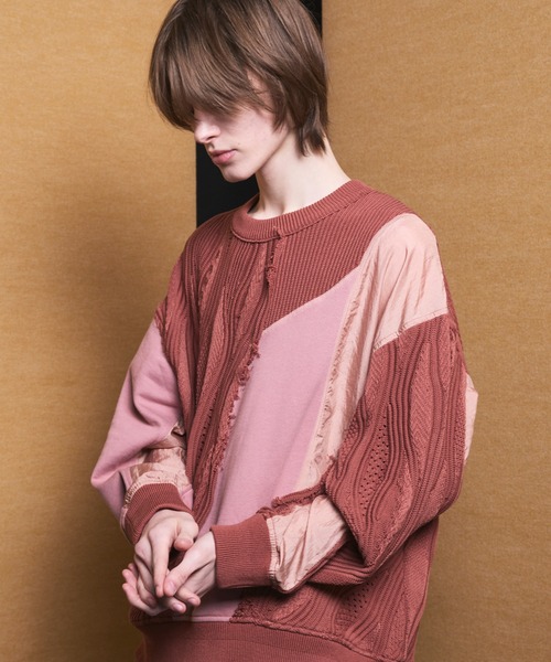 [UNISEX] Different Material Docking Prime-Over 3D Knit Pullover — пуловер 3D в комбинированных материалах [MAISON SPECIAL]