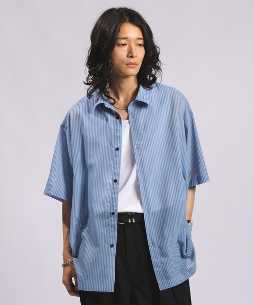 DESIGN SHEER STRIPE OVERSIZED SHIRTS — дизайнерская прозрачная полосатая оверсайз рубашка