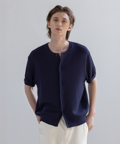 Panel rip полус рукав sameround cardigan [NEVY] — кардиган с панельной структурой