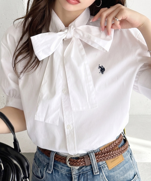 [Ada. отдельно U.S. POLO ASSN.] Bow‑tie поло с коротким рукавом