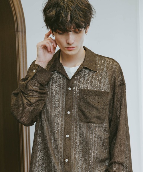Lace shear long sleeve shirt (реле стиль)