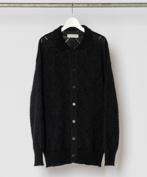 Wizzard Mohair Mesh Argyle Knit Polo — поло‑джемпер из мохера с аргайл‑узором (Wizzard)