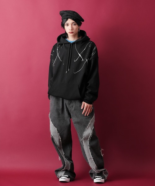 a.p.o.v. paint sweatponcho double over parka — парка с капюшоном