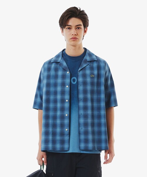 Rinen Blend open collar one-bleach shirt — рубашка с открытым воротником