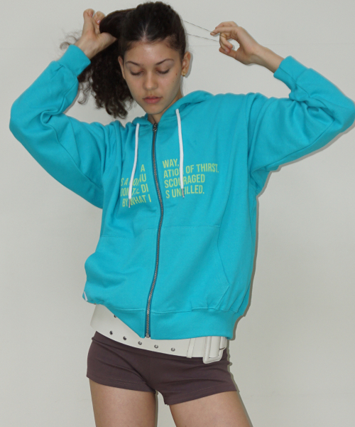 Lettering light weight hoodie — голубое худи
