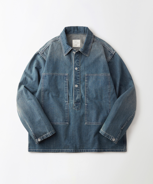 US ARMY denim pullover shirt — голубая