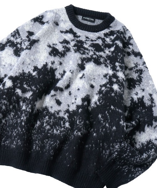 Abstract Shaggy Knit — мягкий вязаный пуловер с шэгги‑фактурой, смешанная вязка, круглый вырез