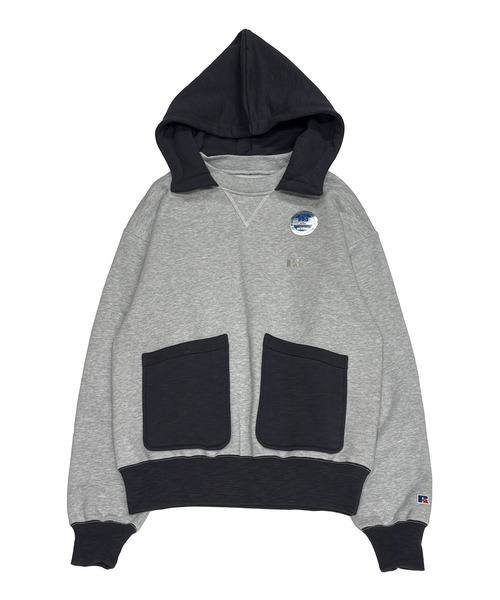 RUSSELL ATHLETIC Pro Cotton Slub Loopback — худи двухтонный, 12oz, brushed, крем‑цвет, классический мужской крой (2026 AW)