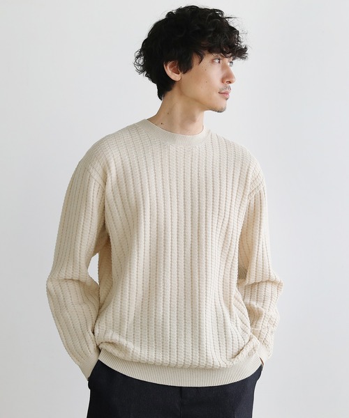 Stretch Wosher Bubble Ring Knit — вязаный свитер с эффектом «пузырь», блок‑нить