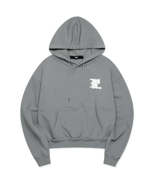 WM GOTHIC APPLIQUE CROPPED HOODIE серый