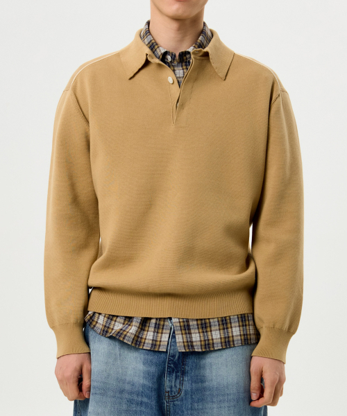 Line Point Collar Knit — свитер с воротником (camel)