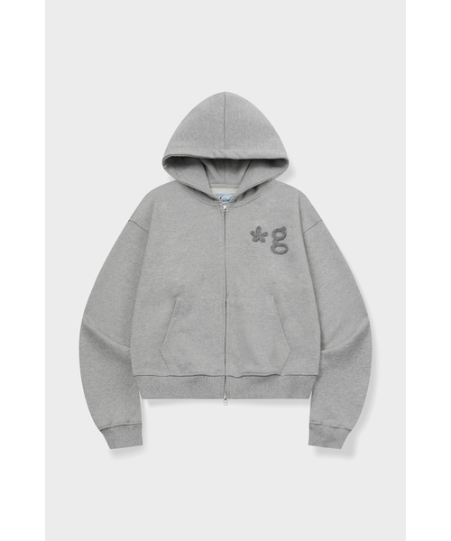 HAND WORK HOODIE ZIP‑UP — худи на молнии (melange grey)