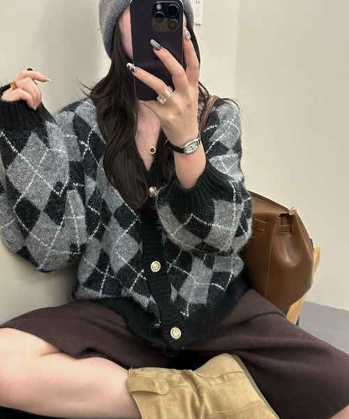 Argyle — розовый кардиган (Argaile Loose Cardigan)